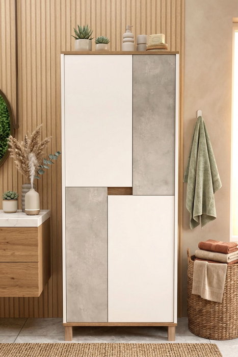 Hanah Home Armario Multiusos Nord - ND15-SW Blanco, Roble y Gris